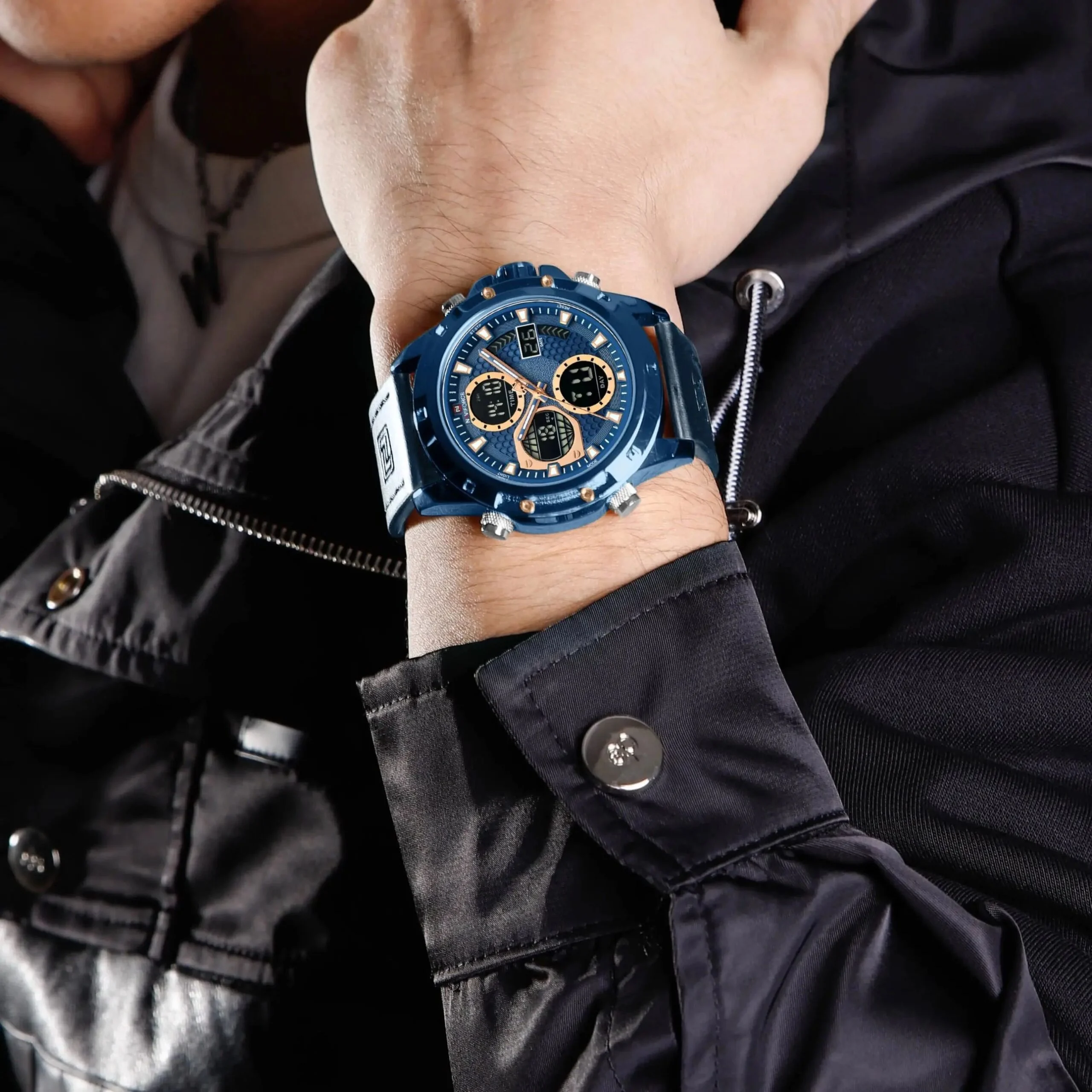 RELOJ HOMBRE NAVIFORCE CUERO ANALOGO DIGITAL LED AZUL - 3