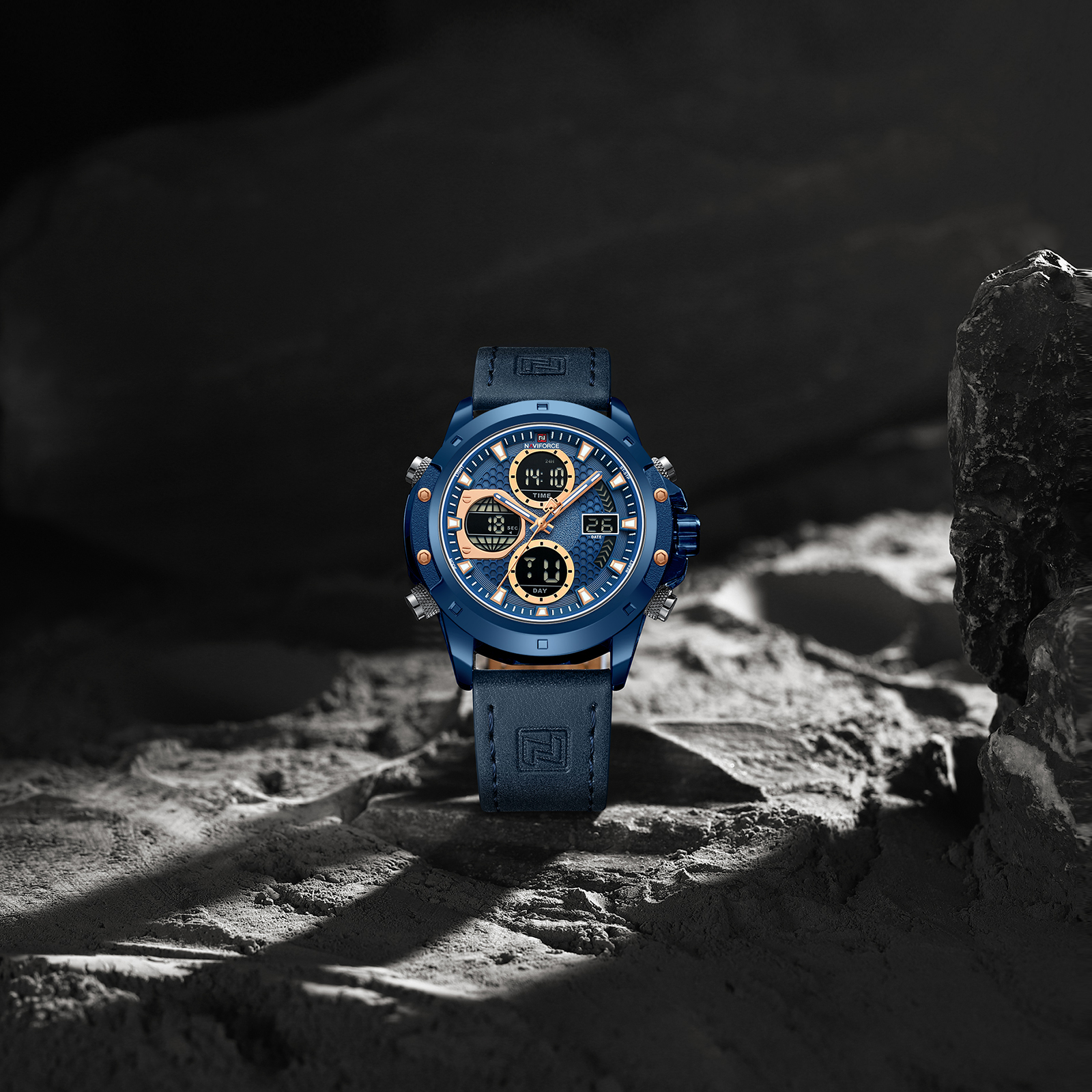 RELOJ HOMBRE NAVIFORCE CUERO ANALOGO DIGITAL LED AZUL - 4
