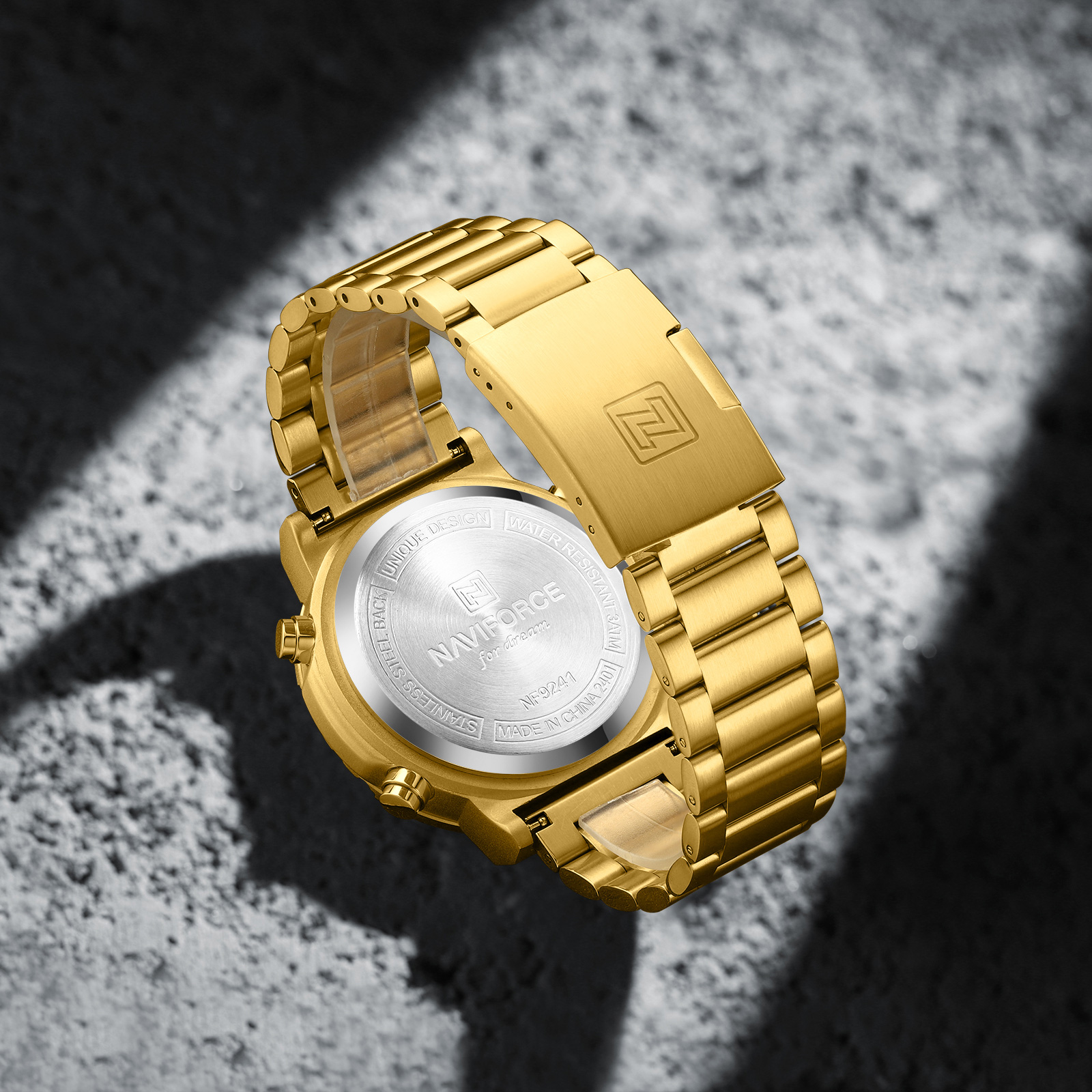 RELOJ HOMBRE NAVIFORCE ACERO DIGITAL DORADO LED - 5