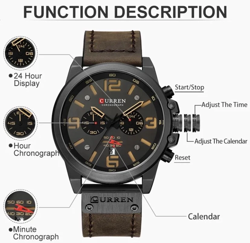 RELOJ HOMBRE CURREN ANALOGO CRONOGRAFO CUARZO. - 3