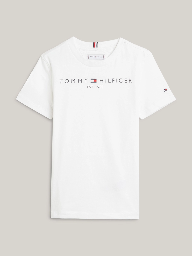 POLERA ALGODÓN NIÑA TOMMY HILFIGER BLANCO KIDS ESSENTIAL LOGO C-NECK - 5