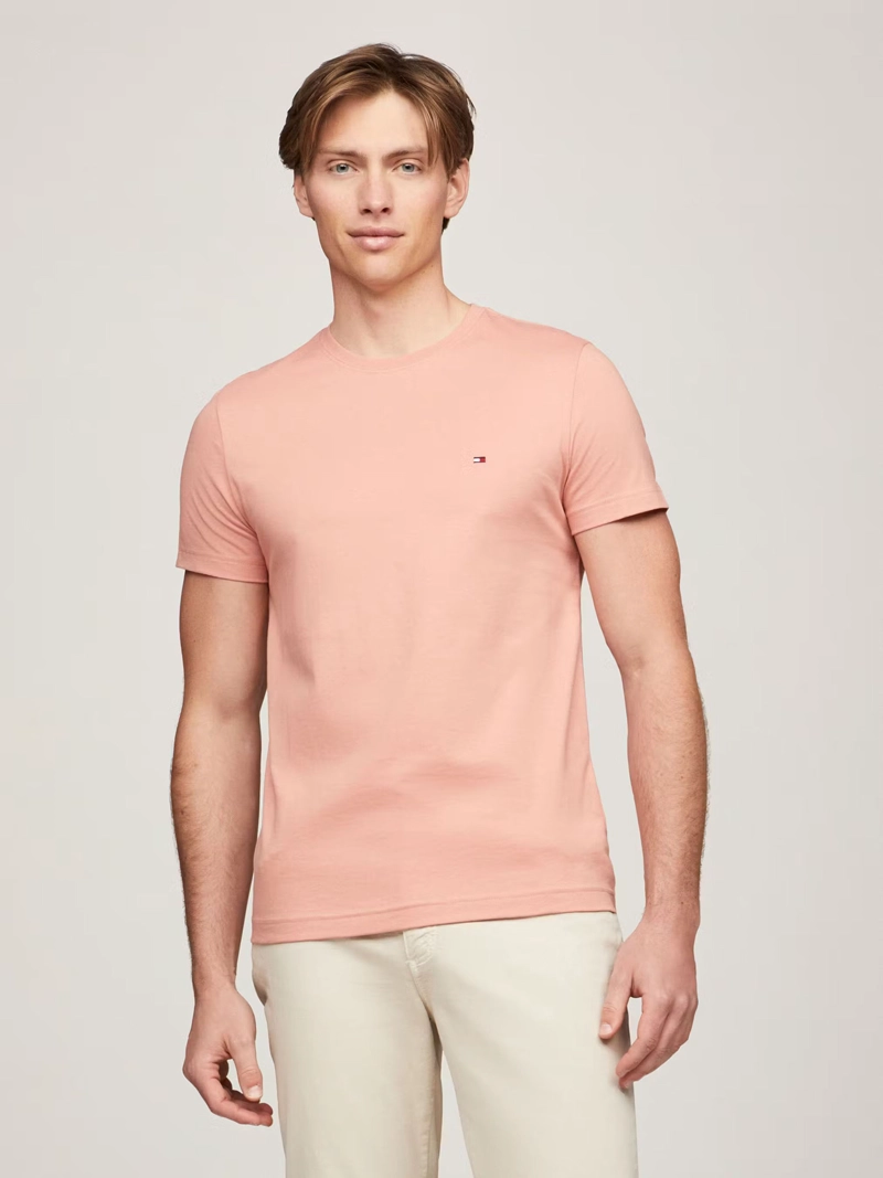 POLERA ALGODÓN HOMBRE TOMMY HILFIGER DAMASCO ESSENTIAL COTTON C-NECK SLIM FIT - 1