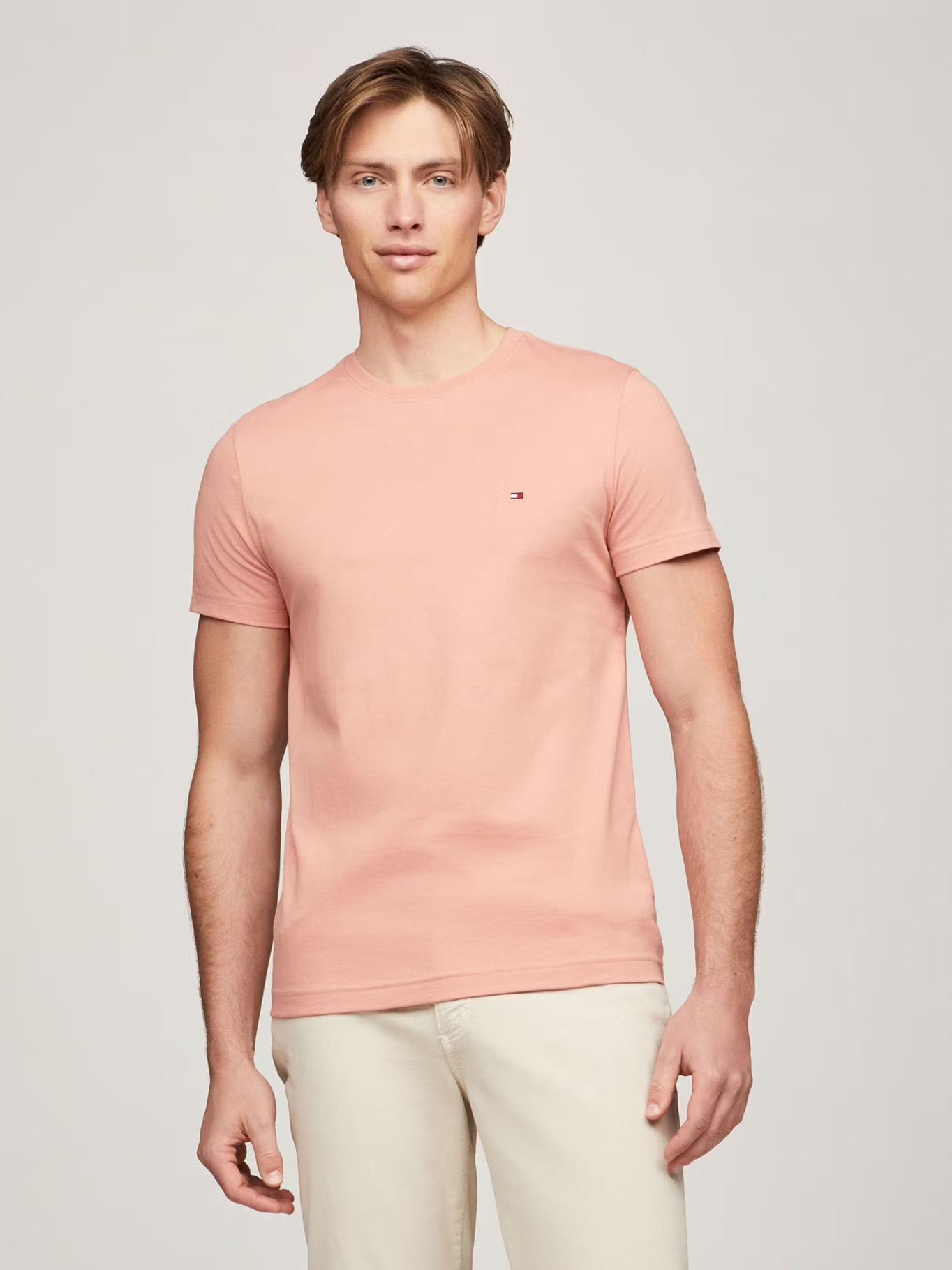 POLERA ALGODÓN HOMBRE TOMMY HILFIGER DAMASCO ESSENTIAL COTTON C-NECK SLIM FIT - 1