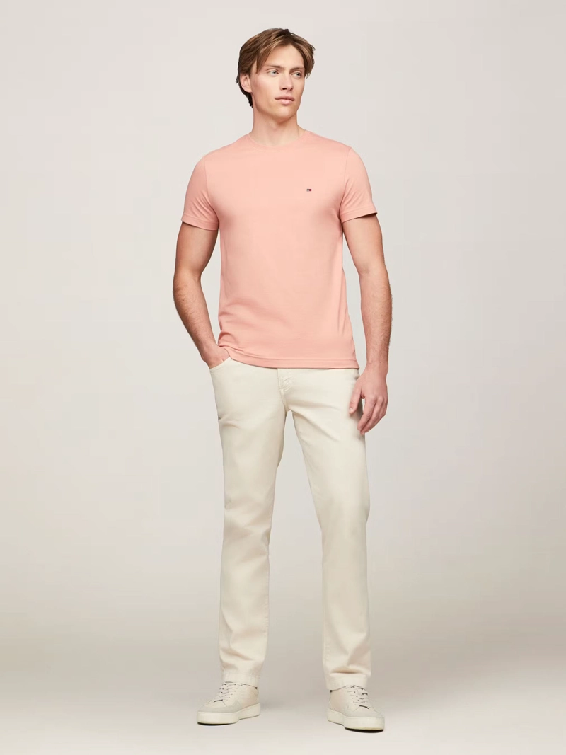POLERA ALGODÓN HOMBRE TOMMY HILFIGER DAMASCO ESSENTIAL COTTON C-NECK SLIM FIT - 2