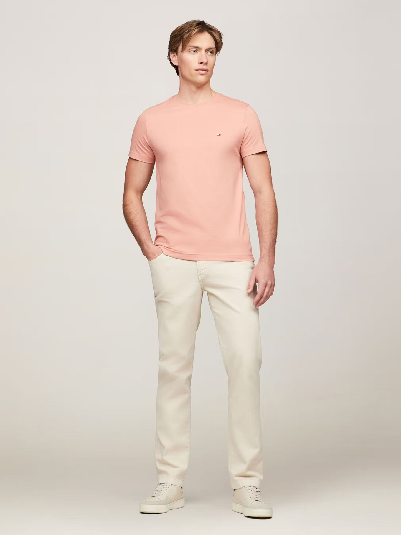 POLERA ALGODÓN HOMBRE TOMMY HILFIGER DAMASCO ESSENTIAL COTTON C-NECK SLIM FIT - 2