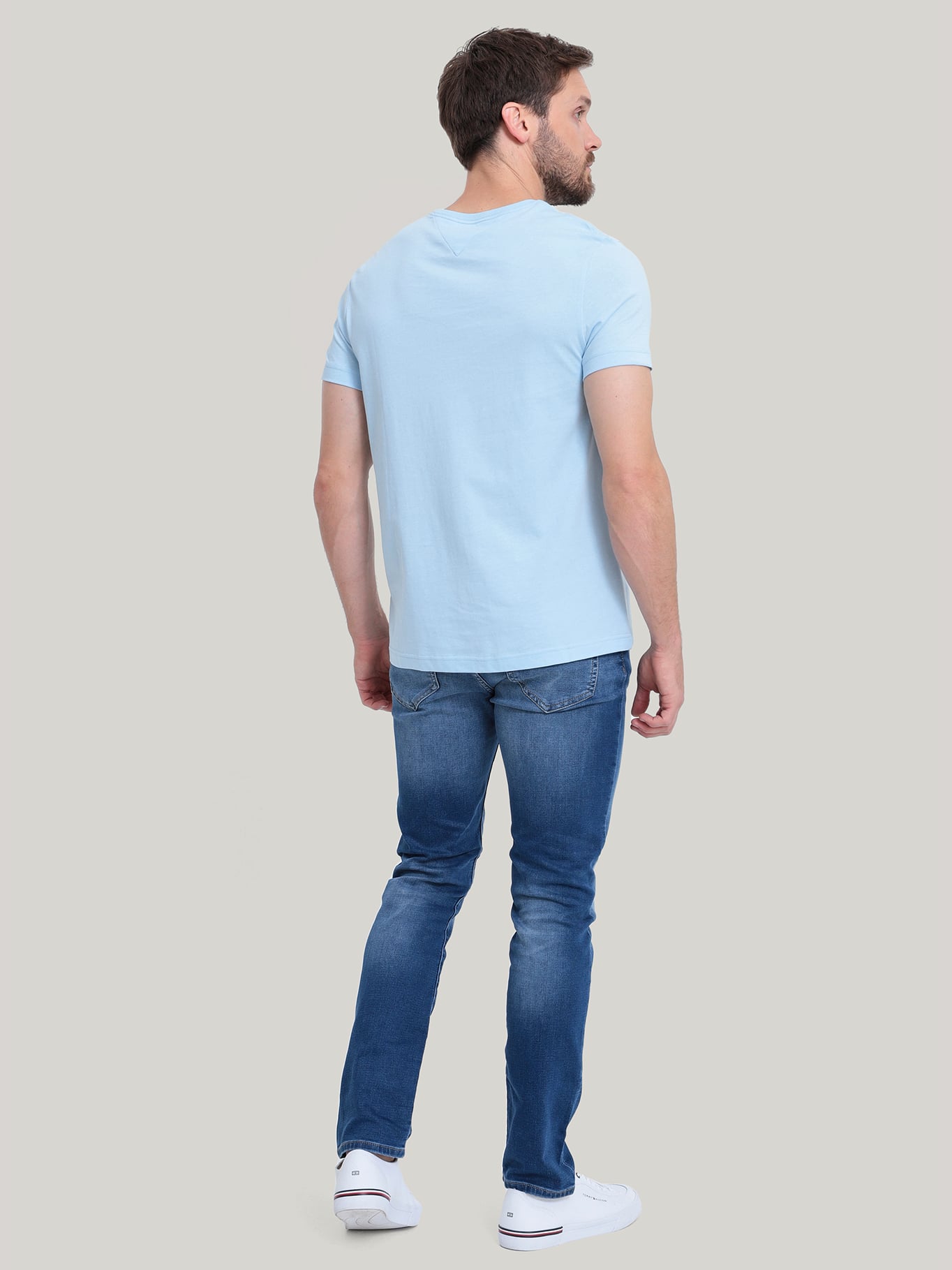 POLERA ALGODÓN HOMBRE TOMMY HILFIGER CELESTE ESSENTIAL COTTON C-NECK SLIM FIT - 3
