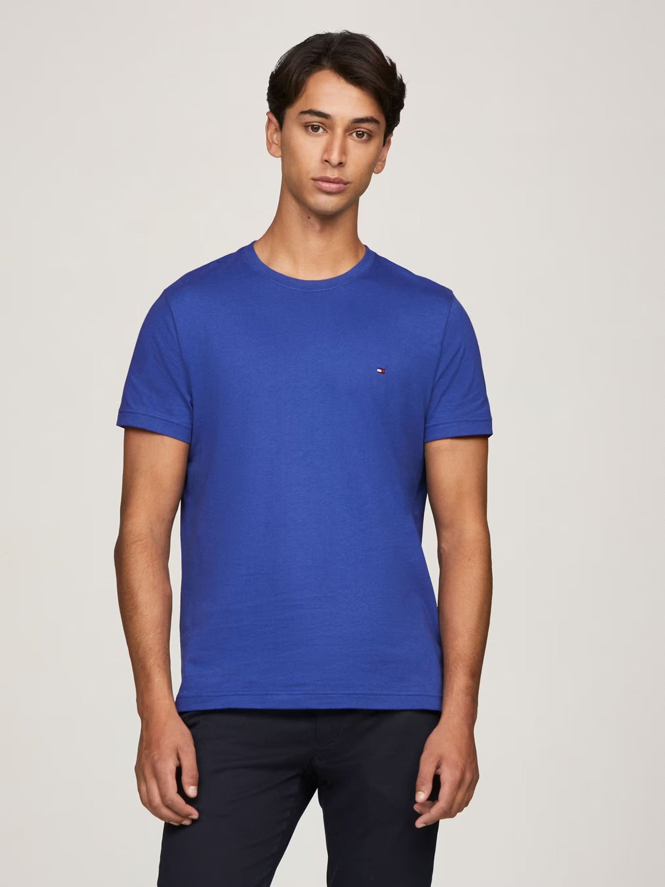 POLERA ALGODÓN HOMBRE TOMMY HILFIGER AZUL ESSENTIAL COTTON C-NECK SLIM FIT - 1