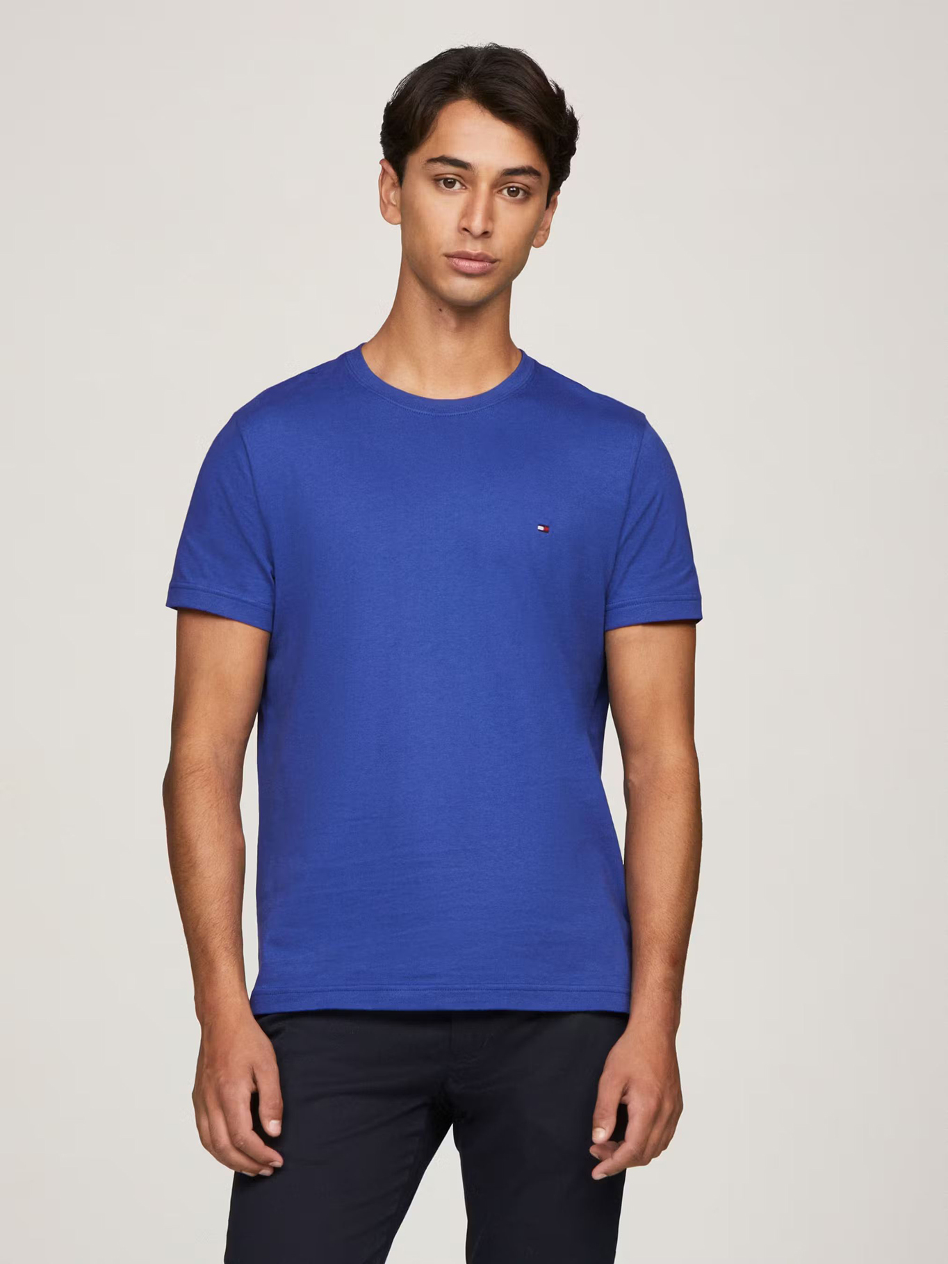 POLERA ALGODÓN HOMBRE TOMMY HILFIGER AZUL ESSENTIAL COTTON C-NECK SLIM FIT - 1