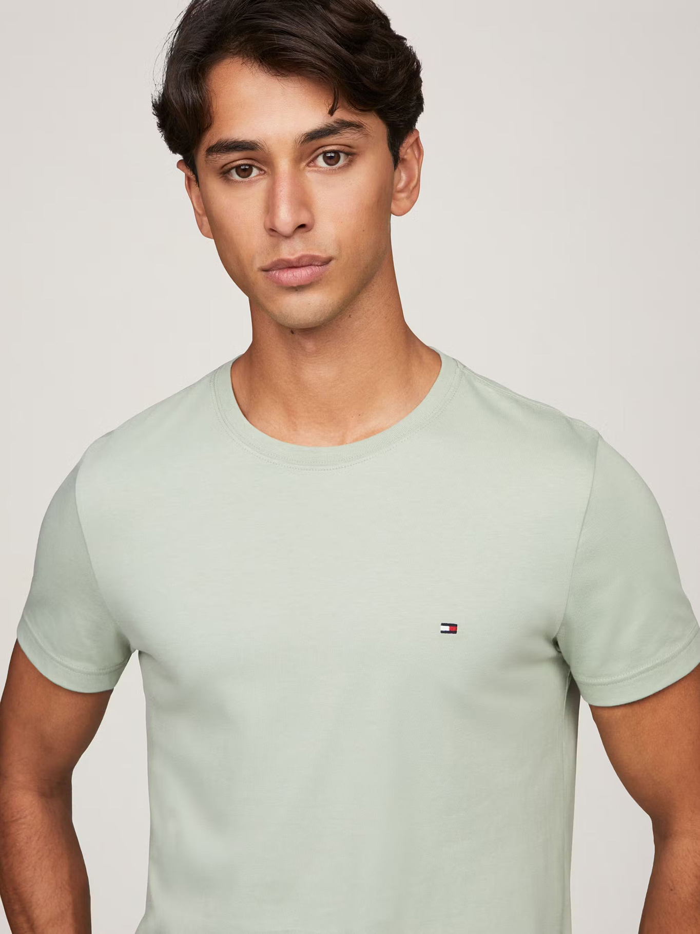 POLERA ALGODÓN HOMBRE TOMMY HILFIGER VERDE ESSENTIAL COTTON C-NECK SLIM FIT - 4
