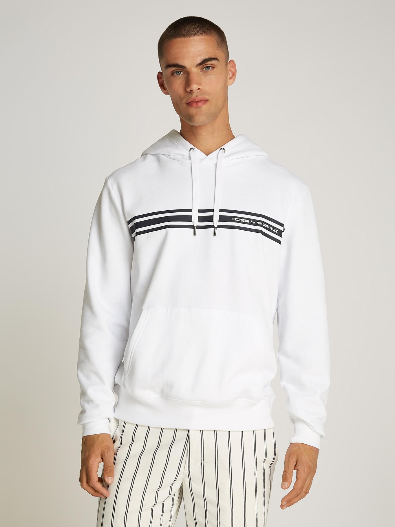 POLERON HOODIE CON LOGO A RAYAS - 1