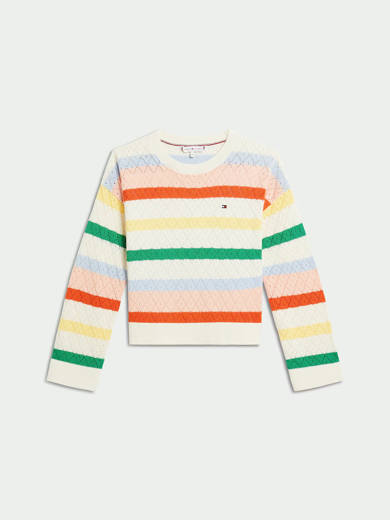 SWEATER DE NIÑA A RAYAS CON LOGO - 1