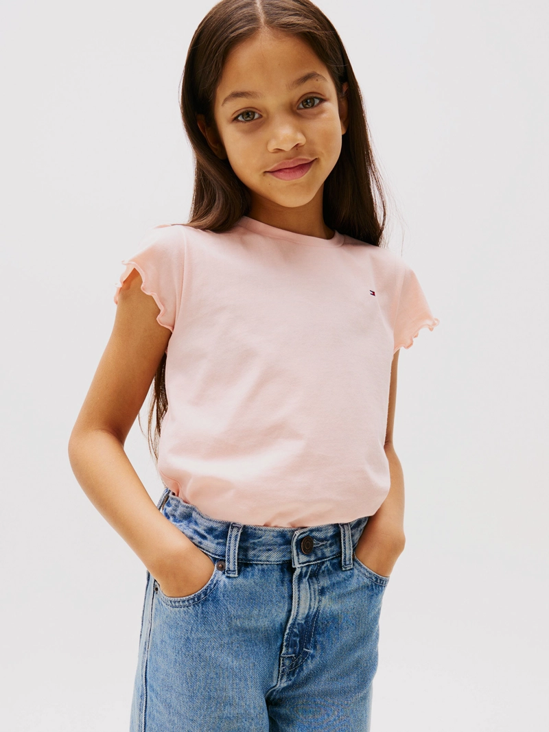 POLERA DE NIÑA ESSENTIAL CON MANGAS DE VUELOS - 1