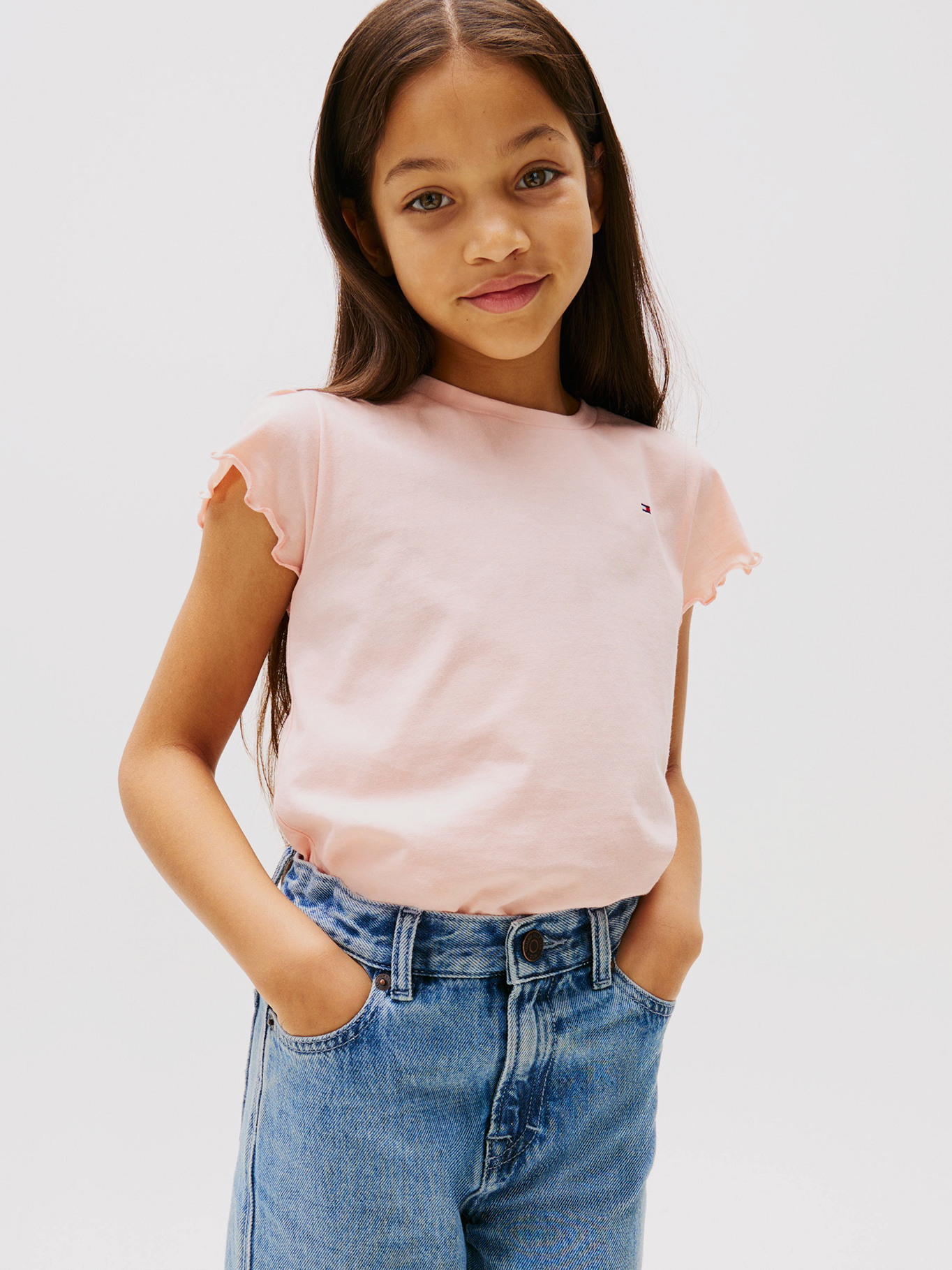 POLERA DE NIÑA ESSENTIAL CON MANGAS DE VUELOS - 1