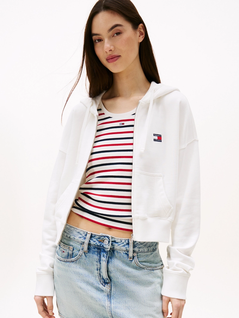 POLERON HOODIE CROPPED CON CIERRE - 1