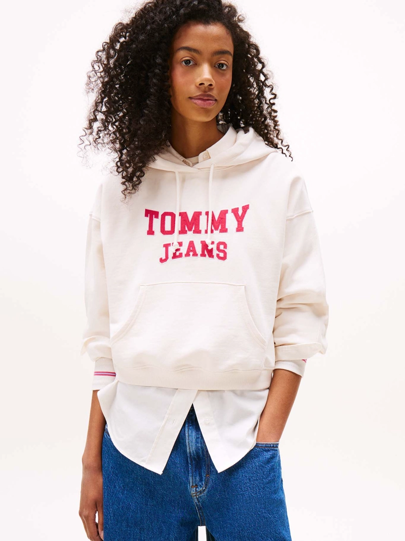 POLERON HOODIE CROP RELAXED CON LOGO - 1