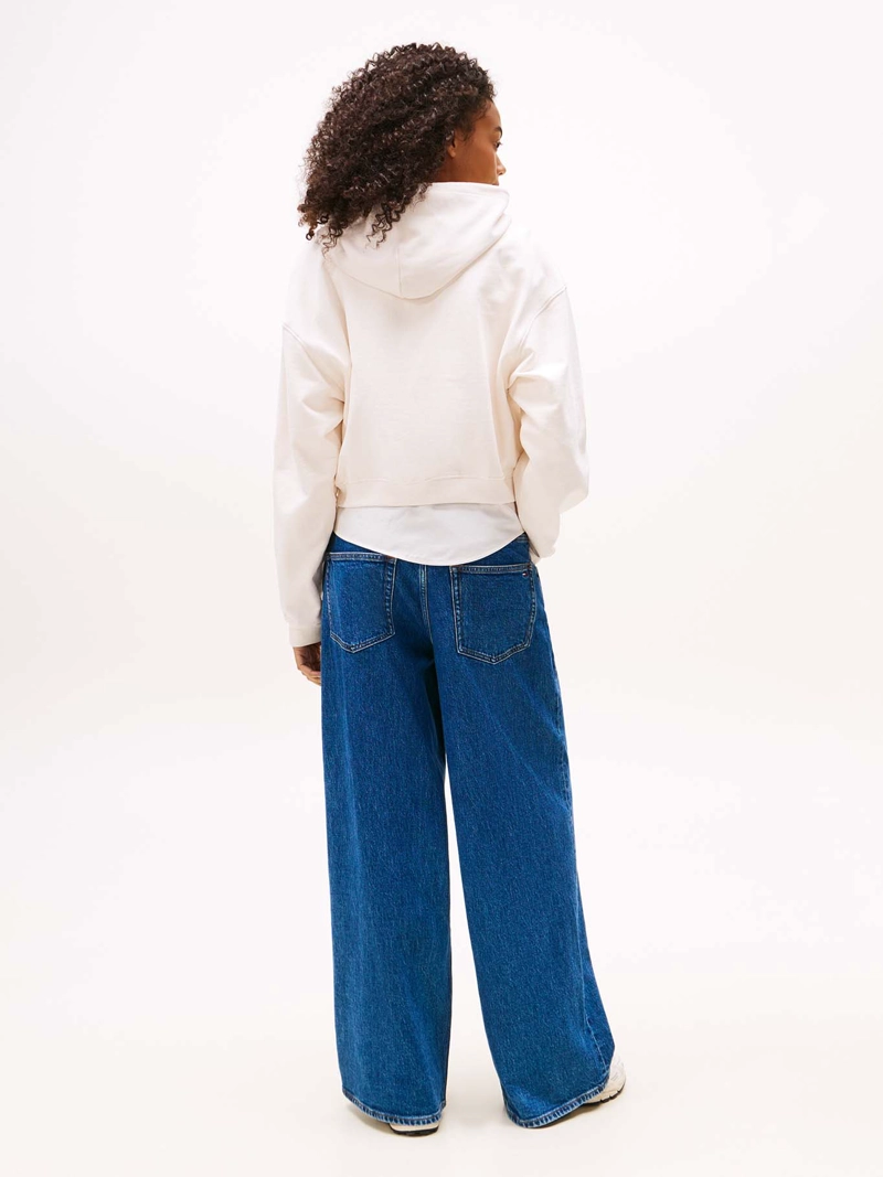 POLERON HOODIE CROP RELAXED CON LOGO - 3