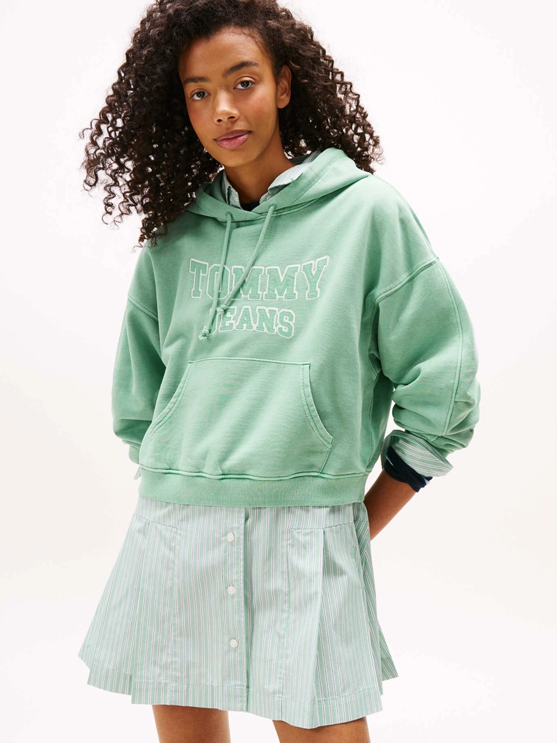 POLERON HOODIE CROP RELAXED CON LOGO - 1