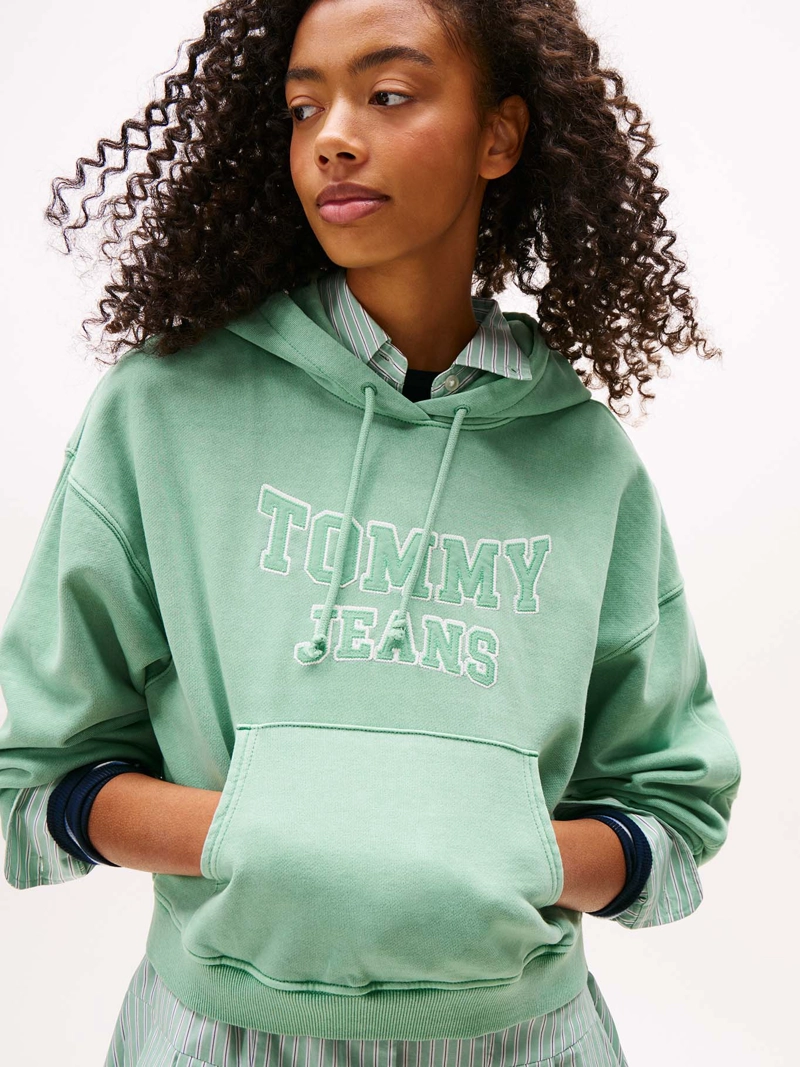 POLERON HOODIE CROP RELAXED CON LOGO - 4