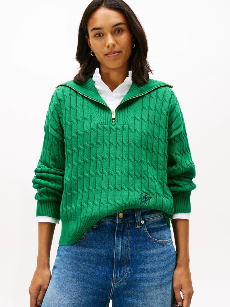 SWEATER CON CIERRE TEJIDO CABLEADO - 1
