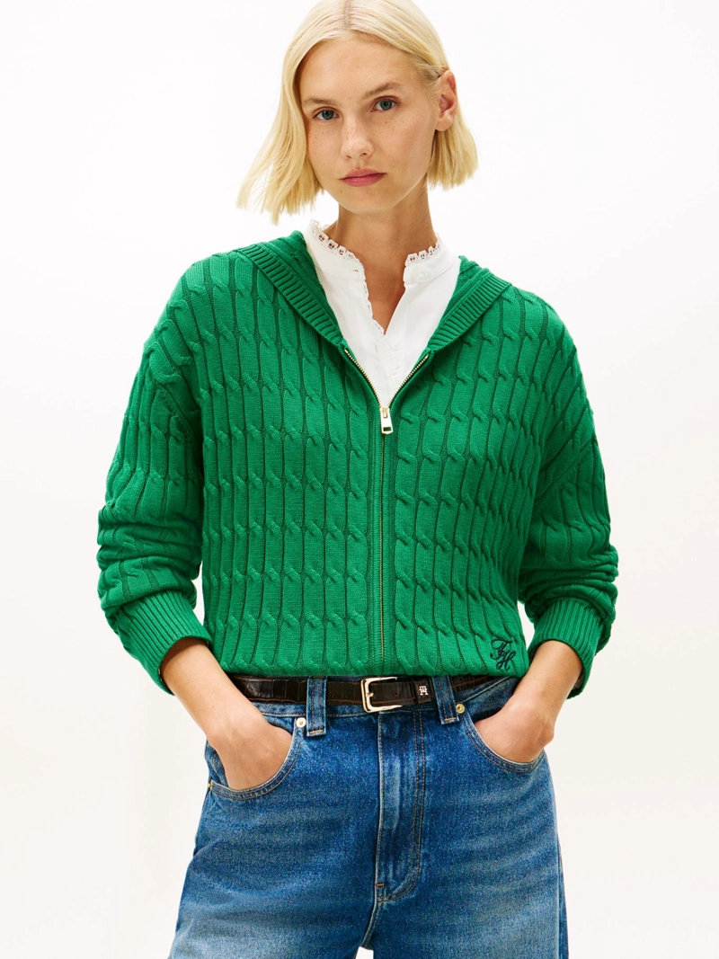 SWEATER HOODIE TEJIDO CABLEADO - 1