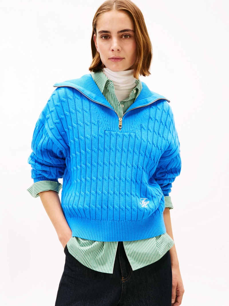 SWEATER CON CIERRE TEJIDO CABLEADO - 1