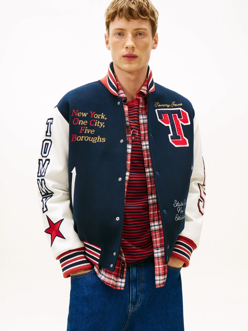 CHAQUETA VARSITY CON LOGO DE PARCHE - 1