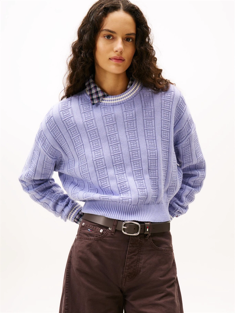 SWEATER TRENZADO CON LOGO RELAXED FIT - 1