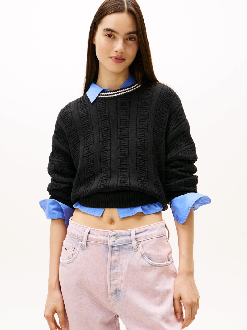 SWEATER TRENZADO CON LOGO RELAXED FIT - 1