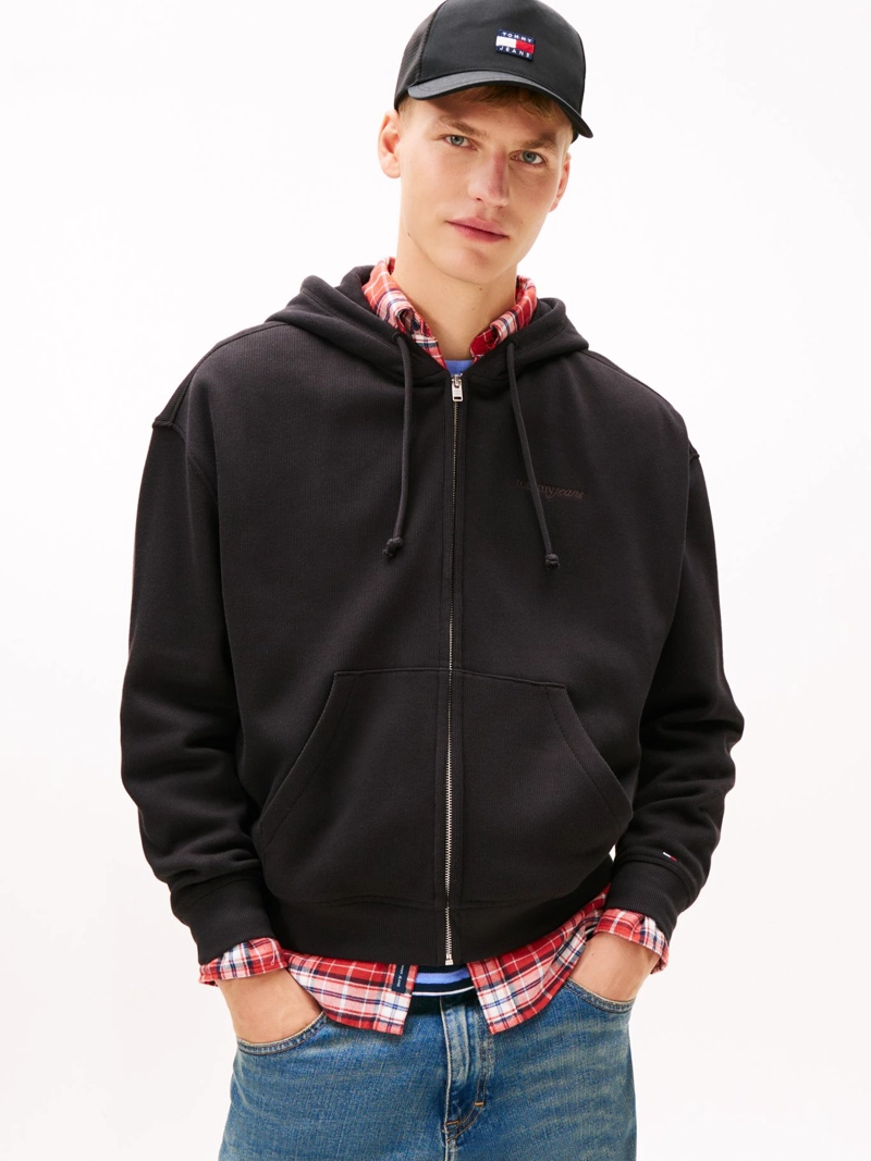 POLERON HOODIE CON CIERRE Y LOGO SCRIPT - 1