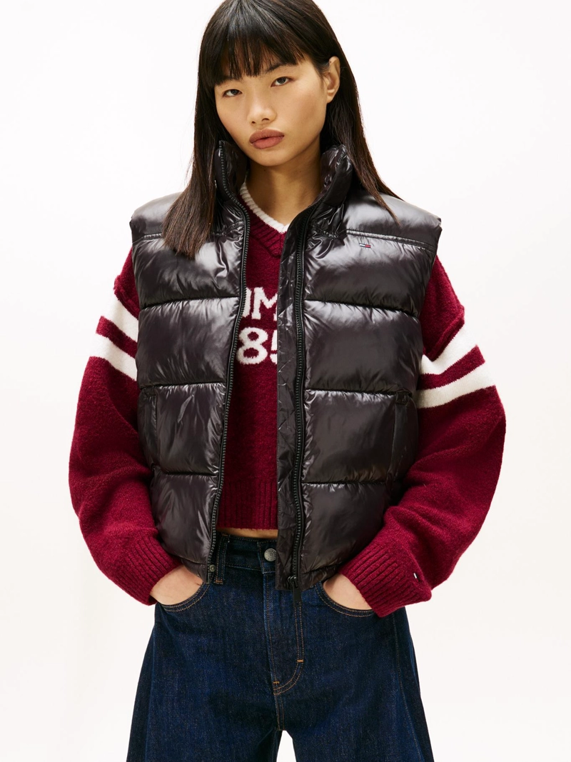 PARKA VEST ACOLCHADA BRILLANTE CON LOGO BORDADO - 1