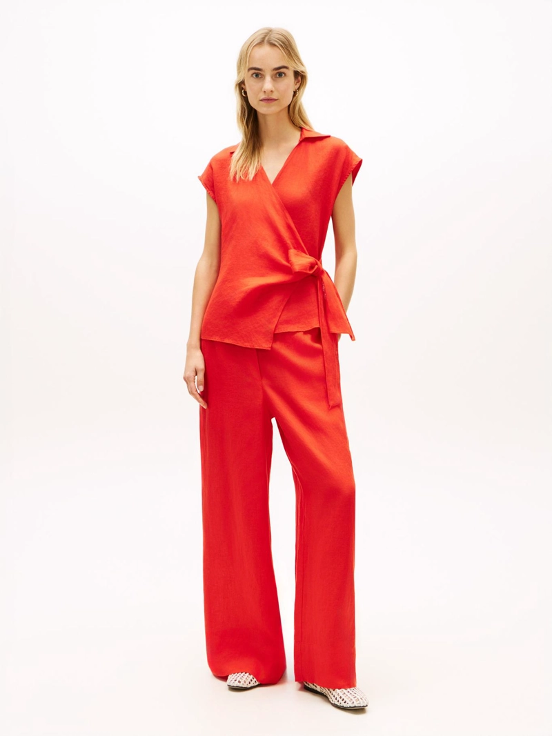 BLUSA DE LINO CON LAZO ANUDABLE - 2