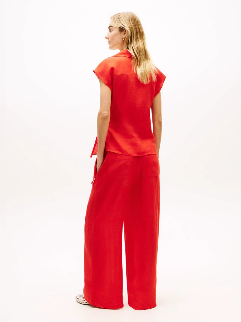 BLUSA DE LINO CON LAZO ANUDABLE - 3