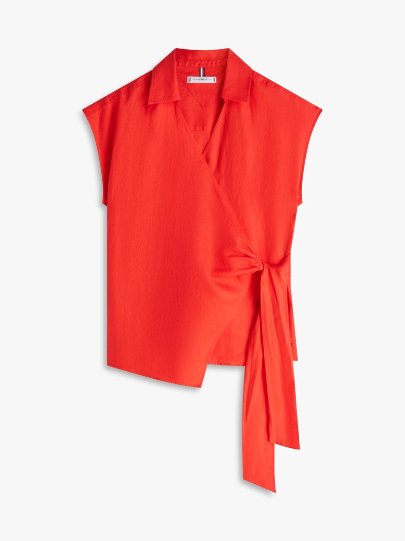 BLUSA DE LINO CON LAZO ANUDABLE - 5