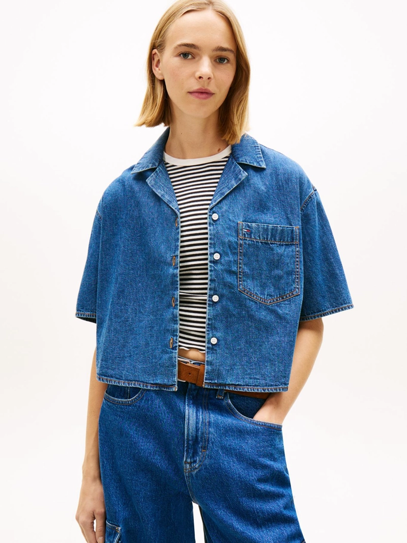 CAMISA CROPPED EN CHAMBRAY - 1