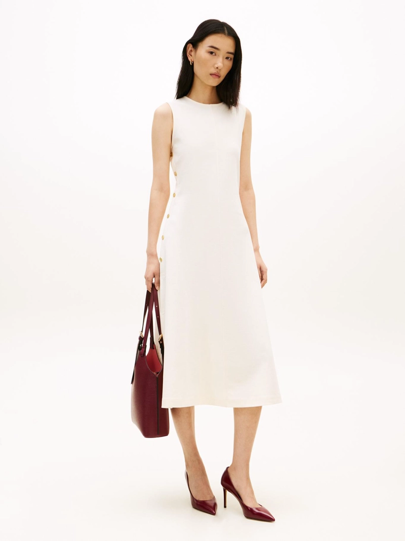 VESTIDO MIDI CON BOTONES DORADOS - 1