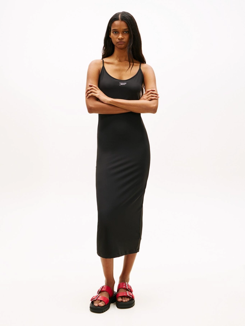 VESTIDO MIDI CON LOGO SCRIPT PLATEADO - 1