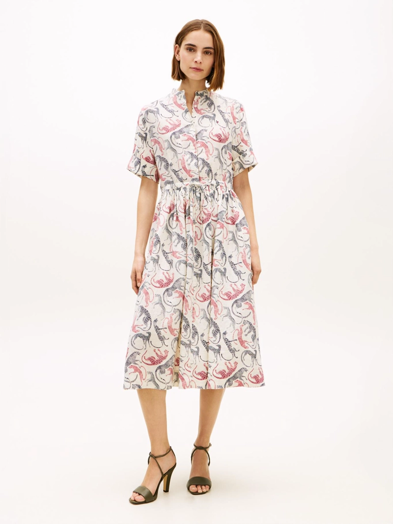 VESTIDO CAMISERO DE LINO ESTAMPADO - 1