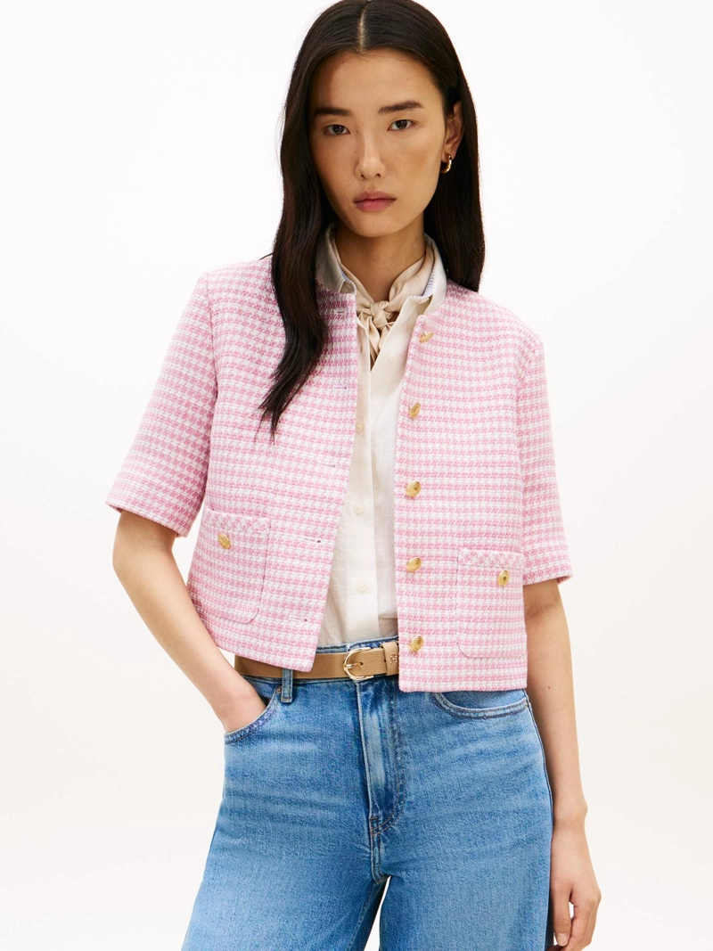 CHAQUETA TWEED CON CUELLO REDONDO - 1