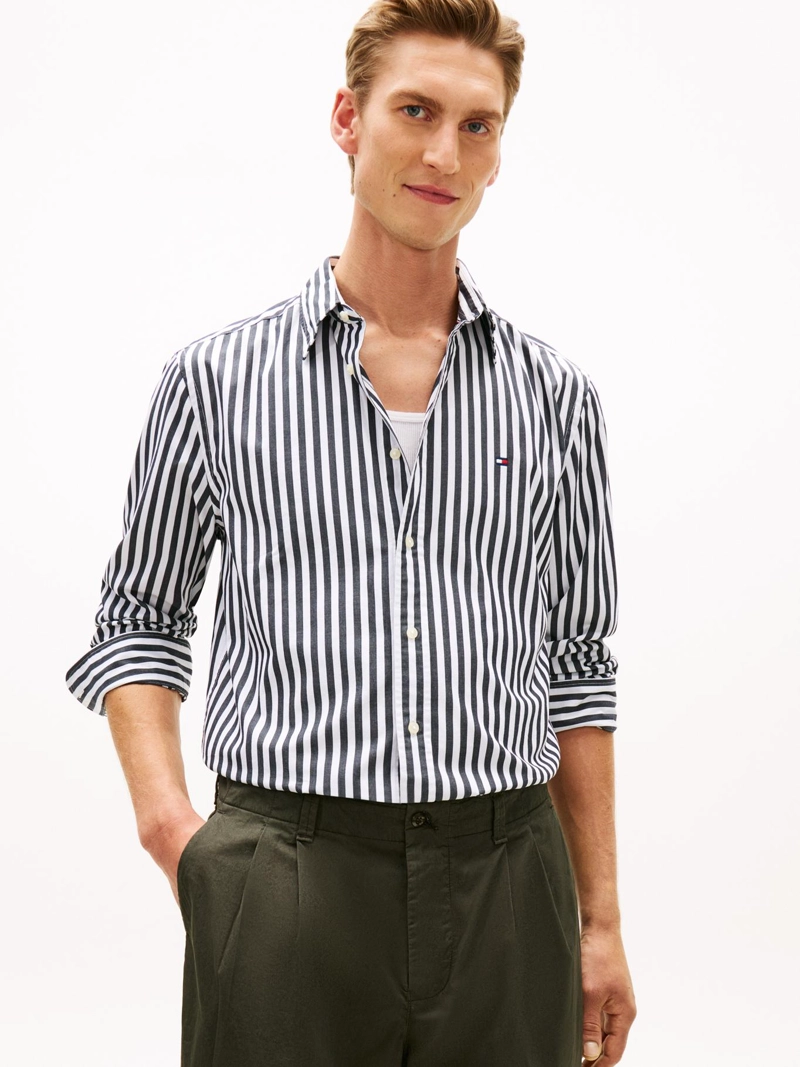 CAMISA DE POPELIN A RAYAS REGULAR FIT - 1