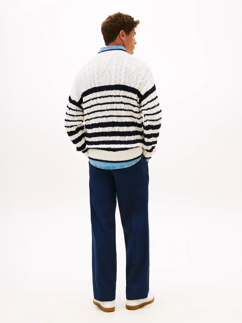 SWEATER DE PUNTO TRENZADO CON RAYAS - 3