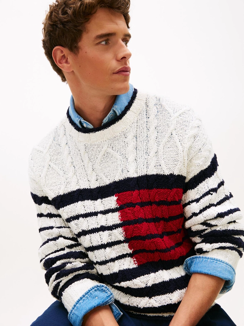 SWEATER DE PUNTO TRENZADO CON RAYAS - 4