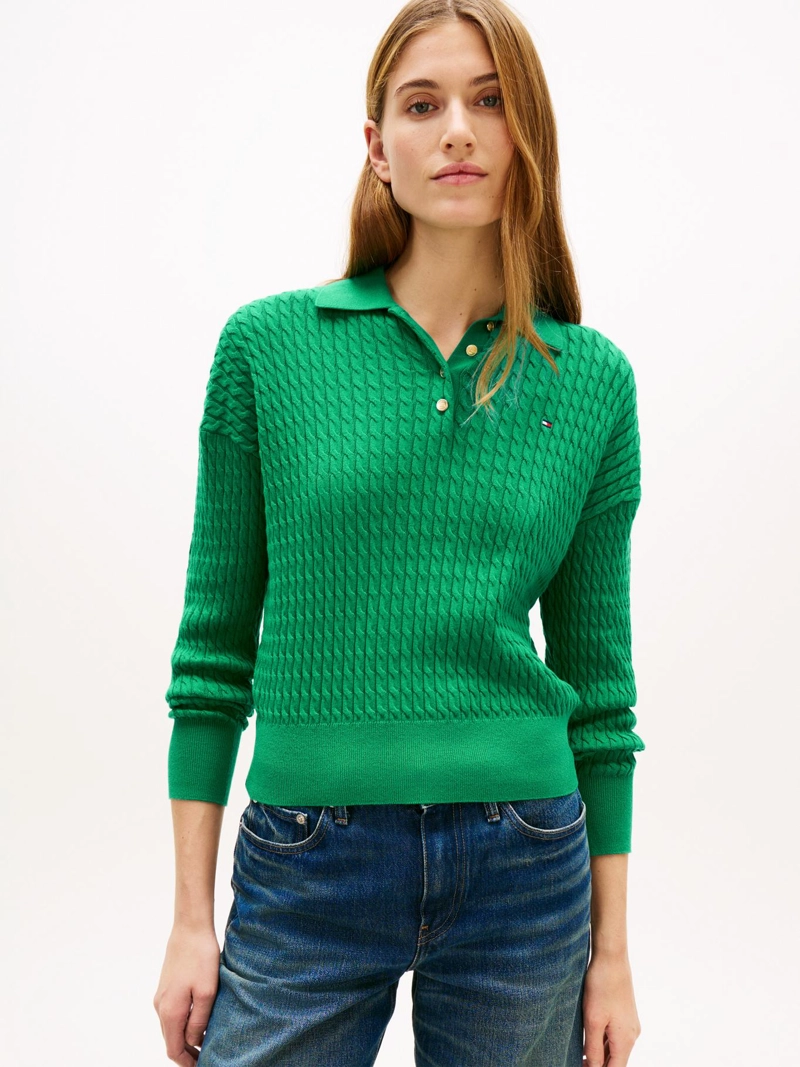SWEATER POLO DE PUNTO TRENZADO - 1
