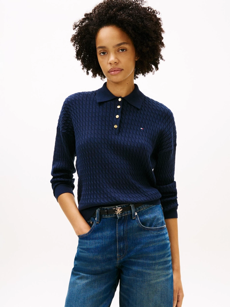 SWEATER POLO DE PUNTO TRENZADO - 1