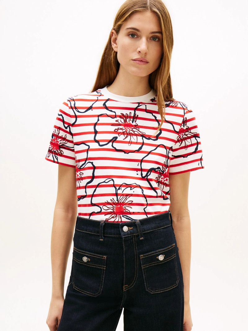 POLERA INTERLOCK CON FLORES REGULAR FIT - 1