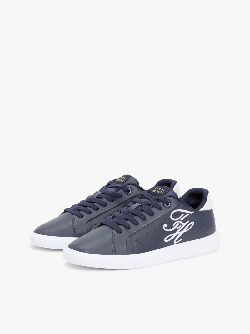 ZAPATILLAS DE CUERO CON LOGO BORDADO - 1