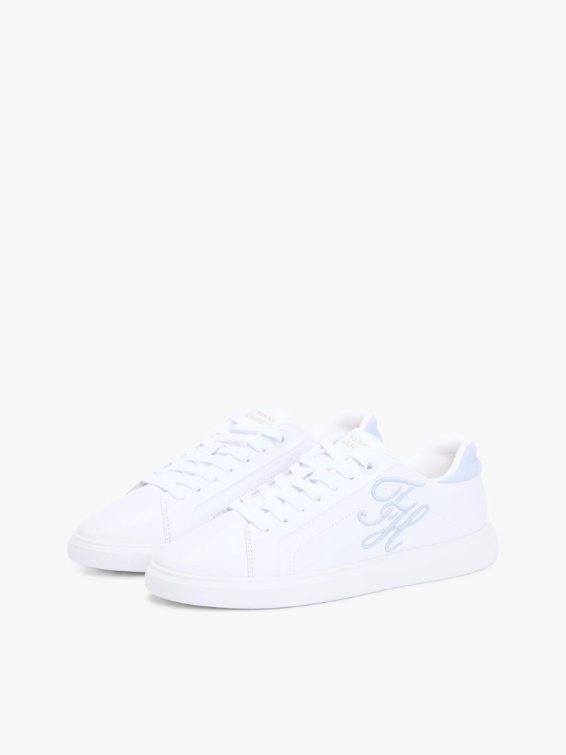 ZAPATILLAS DE CUERO CON LOGO BORDADO - 1