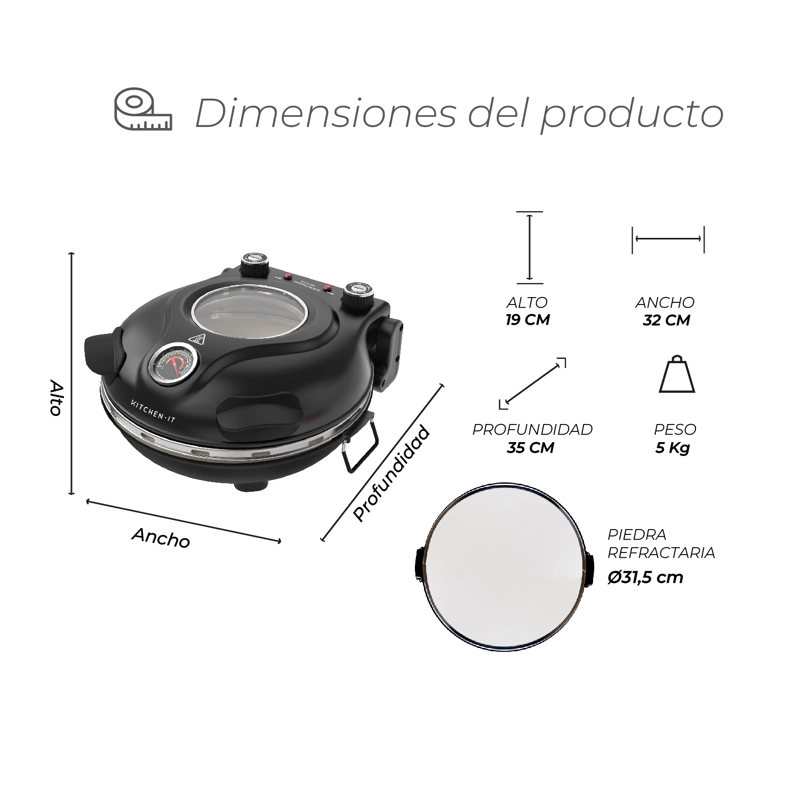 HORNO PIZZA A LA PIEDRA - BLACK EDITION - 10