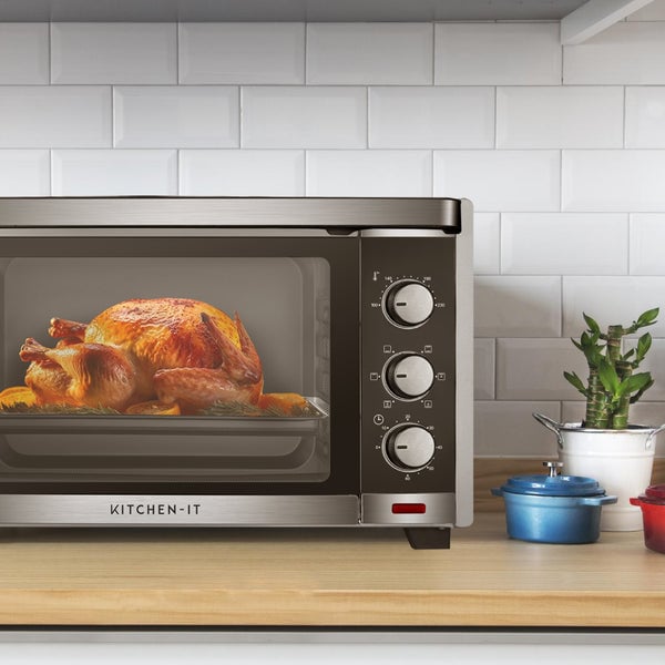 HORNO ELÉCTRICO KITCHEN-IT SILVER SERIES 45L DOBLE VIDRIO - 12