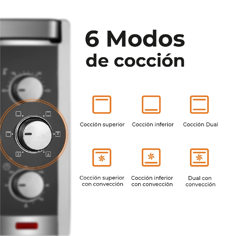 HORNO ELÉCTRICO KITCHEN-IT SILVER SERIES 45L DOBLE VIDRIO - 4