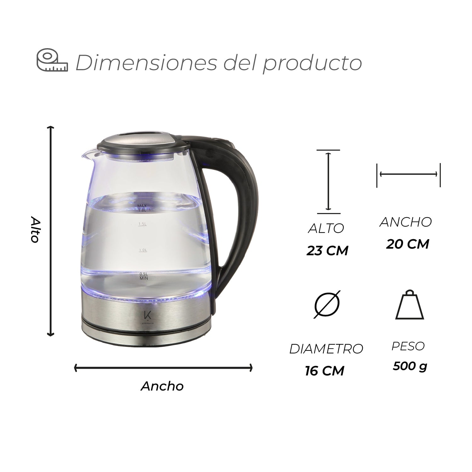 HERVIDOR DE VIDRIO 1.8L GLASS EDITION - 10